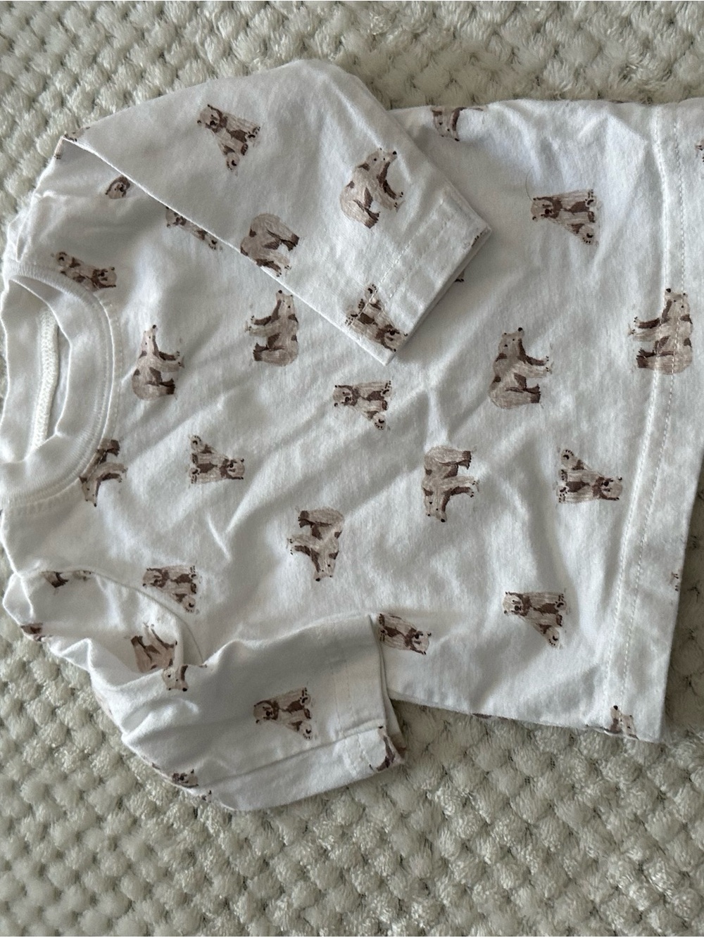 Carter's White Long-Sleeve Tee with Brown Bear Print